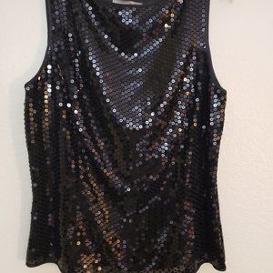 Liz Claiborne Gorgeous Black Sequined Top S-M